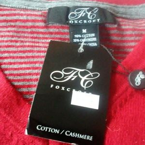 Foxcroft Red Cotton&Cashmere Sweater Size M